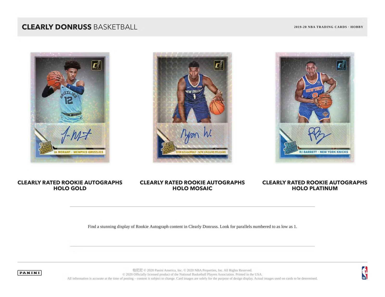 2019/20 Panini Clearly Donruss Basketball Hobby Box