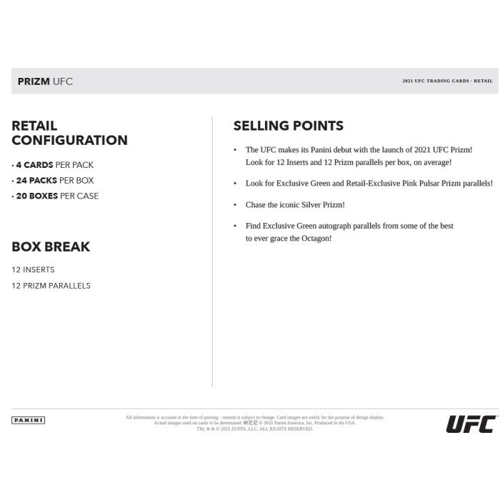 2021 Panini Prizm UFC Retail Box
