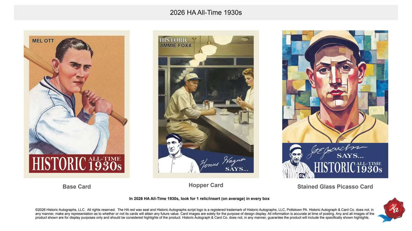 2026 Historic Autographs All-Time 1930s Baseball Hobby Box
