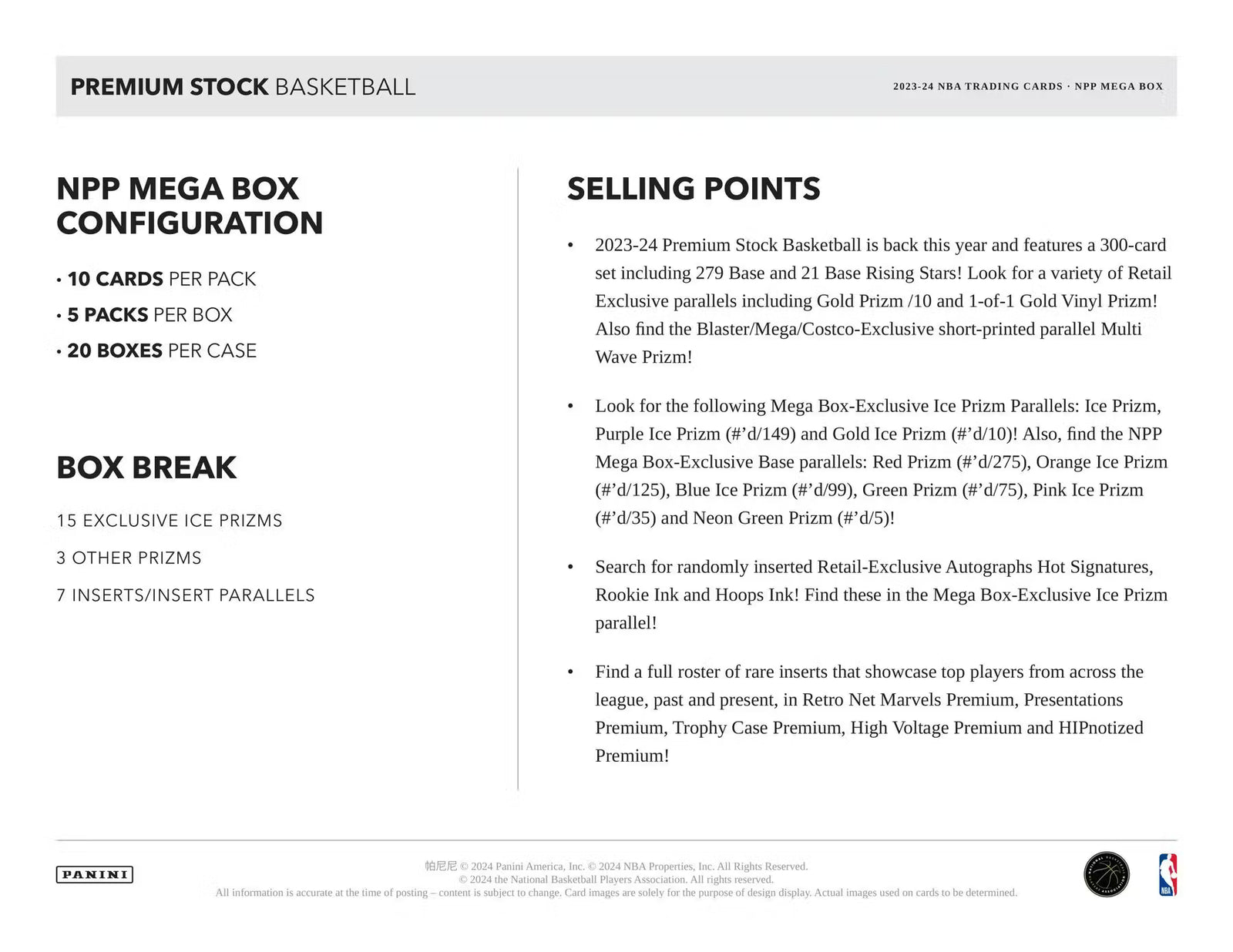 2023/24 Panini Premium Stock Basketball Mega Box