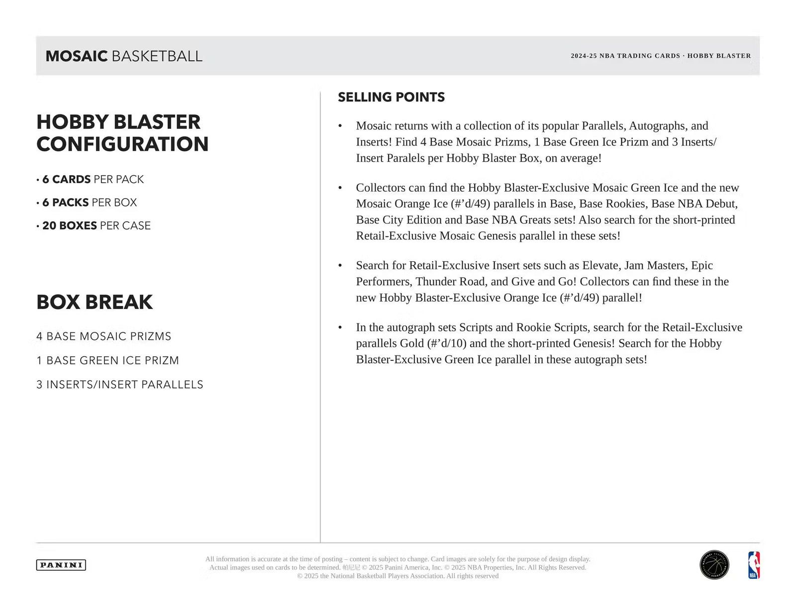2024/25 Panini Mosaic Basketball Hobby Blaster