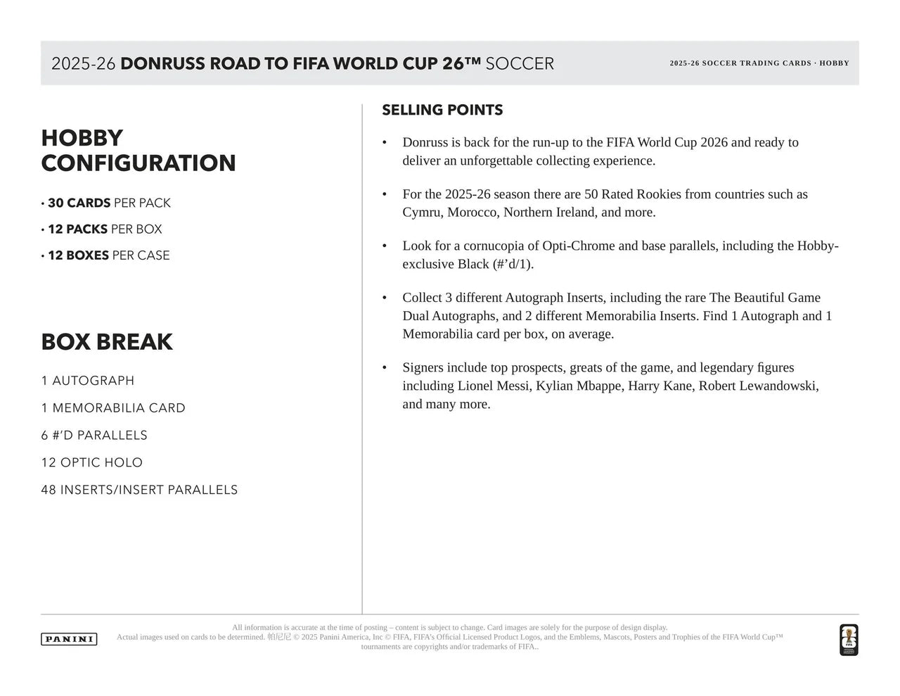 2025/26 Panini Donruss Road to FIFA World Cup Soccer Hobby