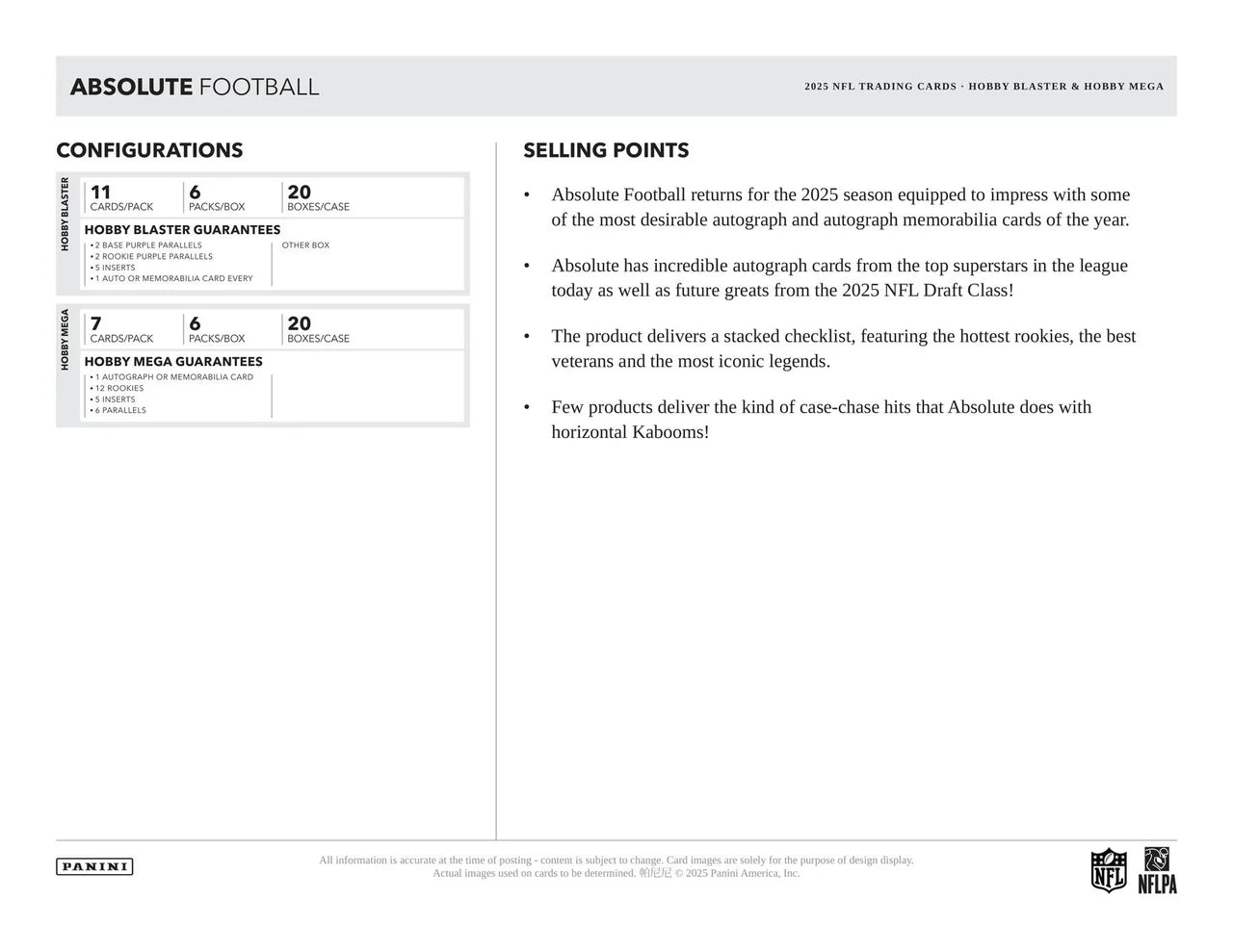 2025 Panini Absolute Football Hobby Mega Box