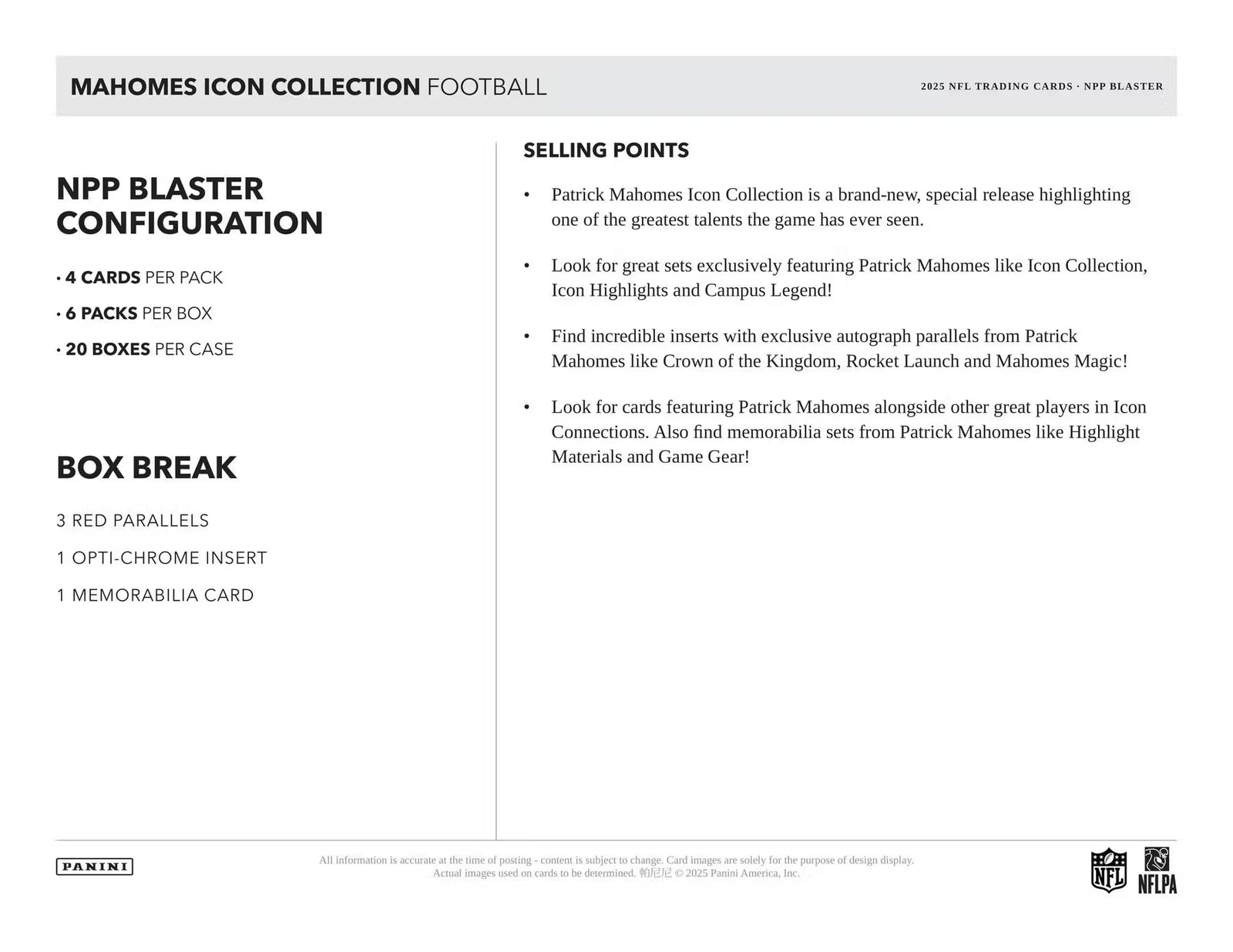 2025 Panini Authentically Mahomes Icon Collection Football Blaster Box