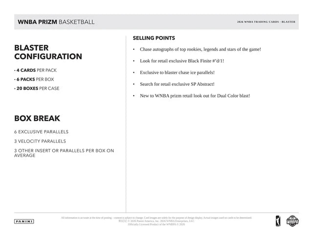 2026 PANINI PRIZM WNBA – BLASTER BOX