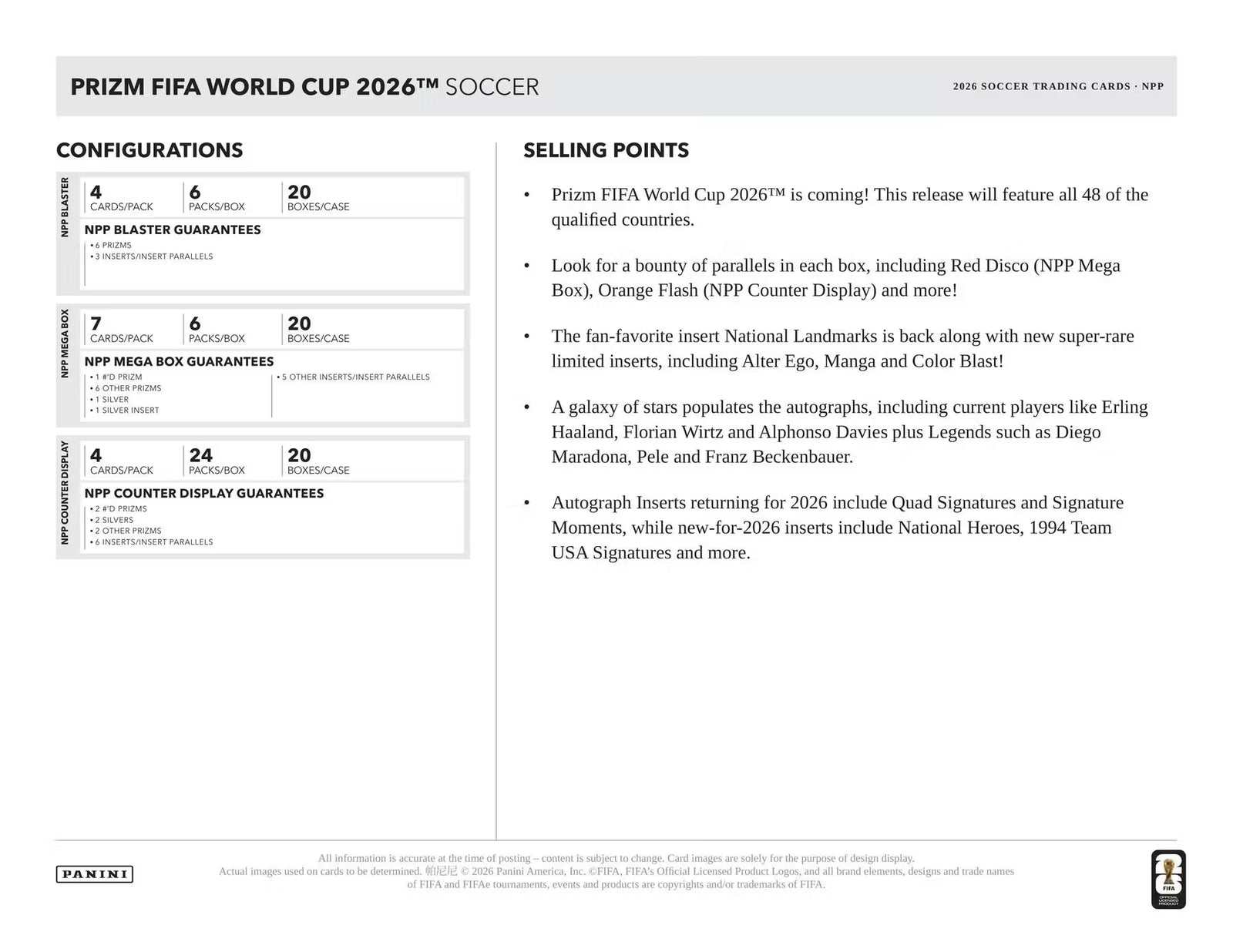 2026 Panini Prizm FIFA World Cup Soccer Mega Box