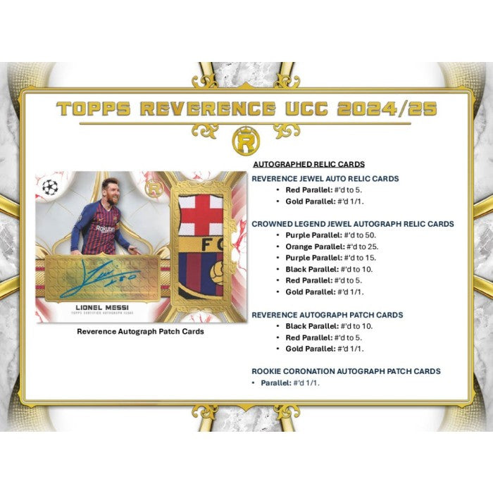 2024-25 Topps Reverence UEFA Club Competitions Soccer Hobby (Case 4 Box)